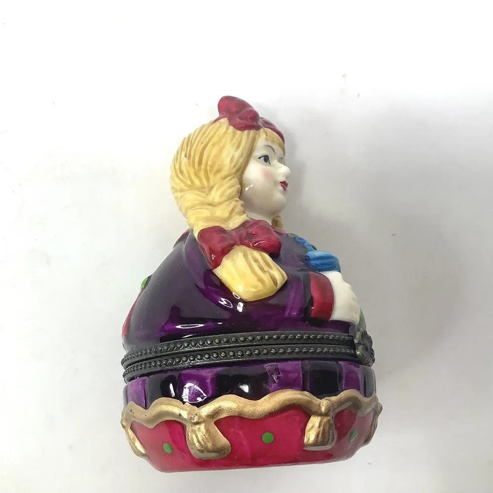 Villeroy‎ & Boch Germany Porcelain Trinket Box Girl Braids 1748 Collectible Vtg